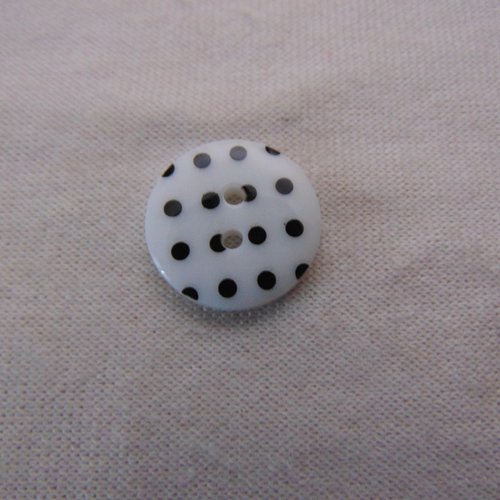 Bouton blanc à pois noir, diamètre 20 mm, vendu par lot de 4 boutons (bo-2357)