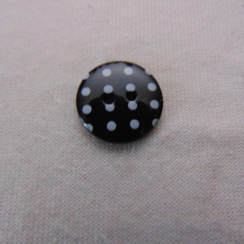 Bouton noir à pois blanc, diamètre 20 mm, vendu par lot de 4 boutons (bo-2357)