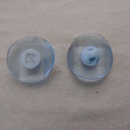 Bouton bleu avec strass, diamètres 22 et 30 mm, vendu par lot de 4 boutons (bo-2409)
