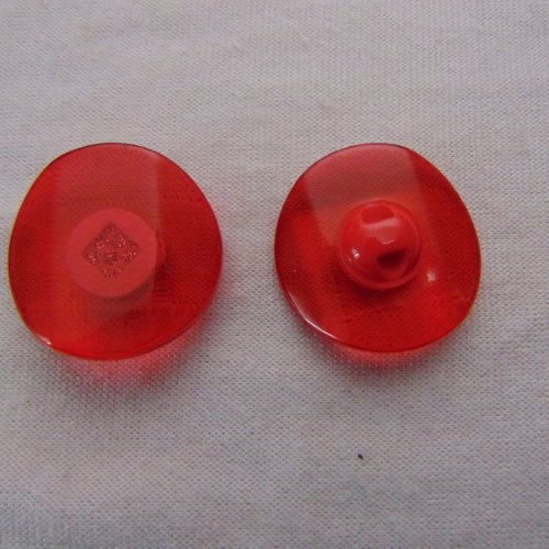Bouton rouge avec strass, diamètres 22 et 30 mm, vendu par lot de 4 boutons (bo-2409)