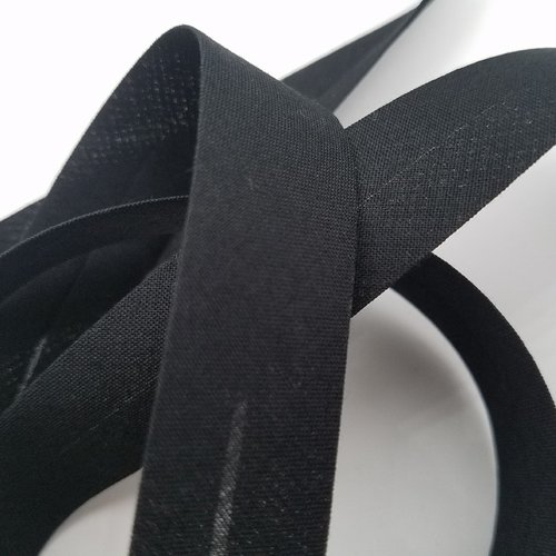 Biais unis, noir, largeur 20 ou 40 mm, vendu au mètre (bi-p077)