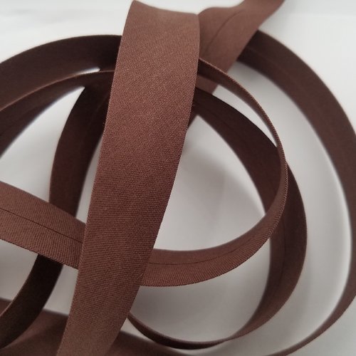 Biais uni, marron, largeur 20 mm, vendu au mètre (bi-p010)