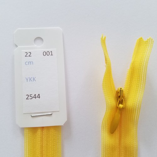 Fermeture éclair, nylon, invisible, jaune gouvernail, longueurs de 22 à 60 cm (y-001)