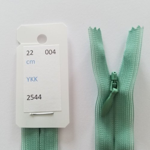 Fermeture éclair, nylon, invisible, vert véronèse, longueurs de 22 à 60 cm (y-004)