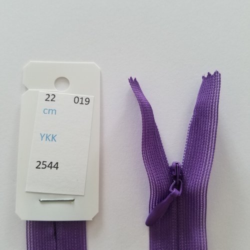 Fermeture éclair, nylon, invisible, violet, longueurs de 22 à 60 cm (y-019)