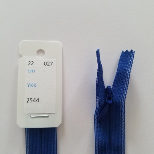 Fermeture éclair, nylon, invisible, bleu bugatti, longueurs de 22 à 60 cm (y-027)
