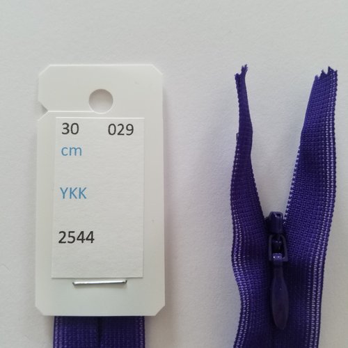 Fermeture éclair, nylon, invisible, violet pourpre, longueur 30 cm (y-029)
