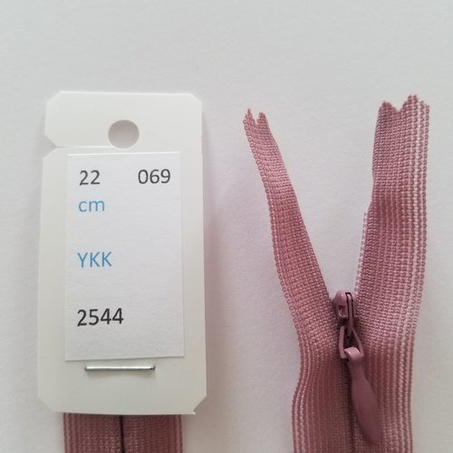 Fermeture éclair, nylon, invisible, rose ancien, longueurs de 22 à 60 cm (y-069)