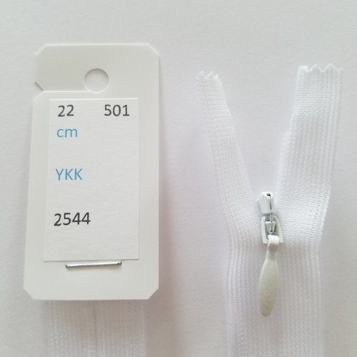 Fermeture éclair, nylon, invisible, blanc, longueurs de 22 à 60 cm (y-501)