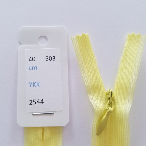 Fermeture éclair, nylon, invisible, jaune, longueurs de 22 à 60 cm (y-503)