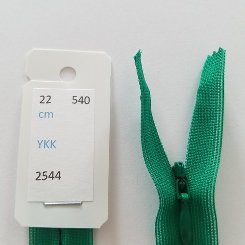 Fermeture éclair, nylon, invisible, vert jungle, longueurs de 22 à 60 cm (y-540)