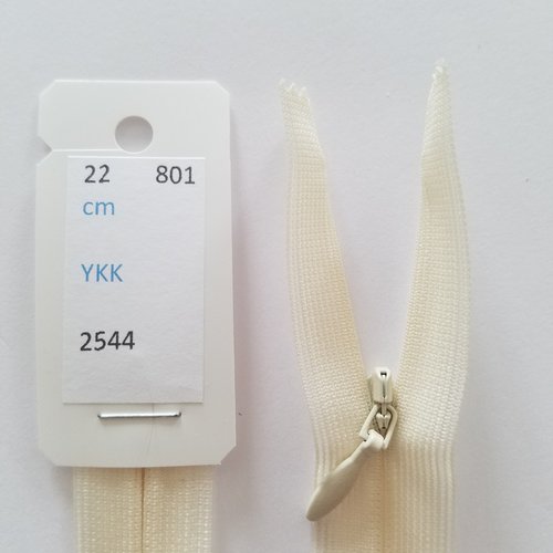 Fermeture éclair, nylon, invisible, ivoire, longueurs de 22 à 30 cm (y-801)