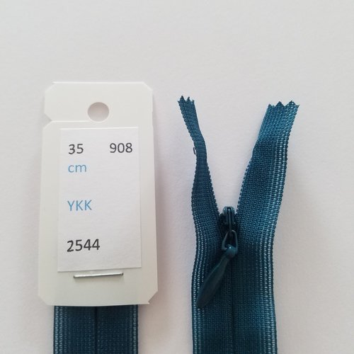 Fermeture éclair, nylon, invisible, bleu mélodie, longueur 35 cm (y-908)