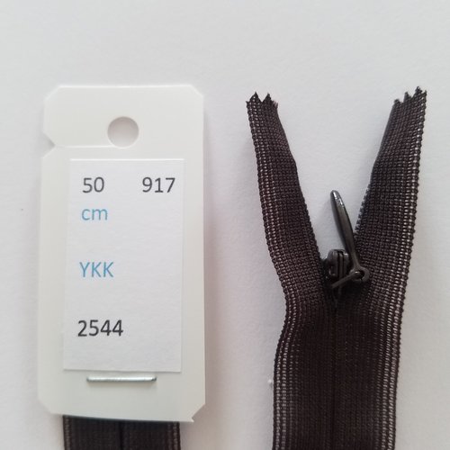 Fermeture éclair, nylon, invisible, gabon, longueur 50 cm (y-917)