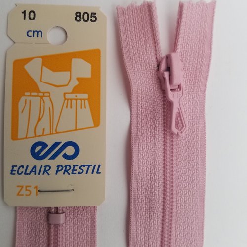 Fermeture éclair - non-séparable - rose layette - longueur de 10 à 12 cm (z51-805)