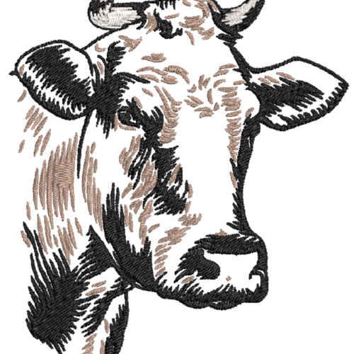 Fichier numérique pour broderie machine motif tête de bovin vache 130x180mm