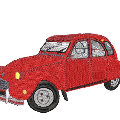 Fichier numérique pour broderie machine motif voiture 2 cv rouge 130x180mm