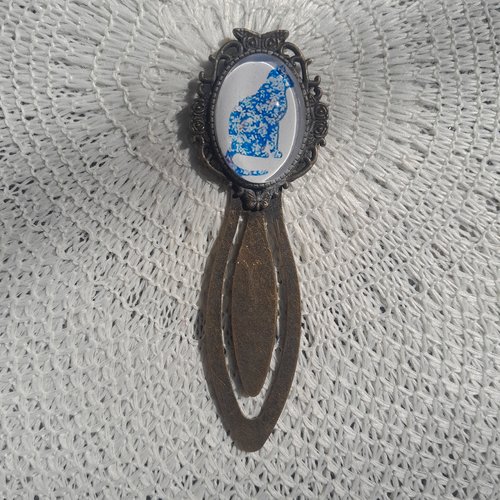 Marque page chat animaux bleu