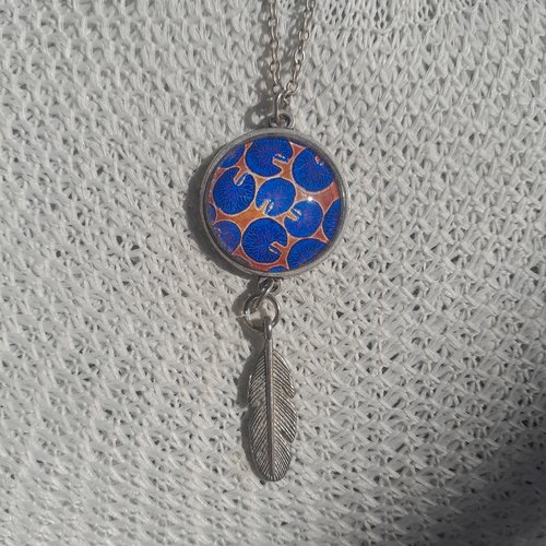 Collier sautoir pendentif cabochon artisanale