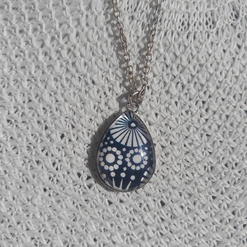 Sautoir goutte noir et blanc