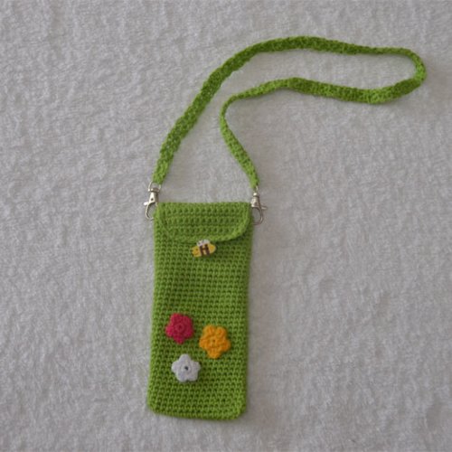 Pochette téléphone ou pour autre objet vert/coloré en coton pour femme