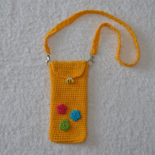 Pochette téléphone ou pour autre objet jaune/colorée en coton pour femme