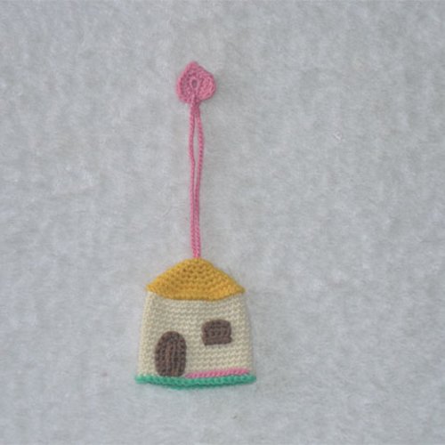 Porte-clé magique "petite maison" neuf en coton