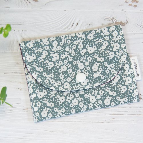 Pochette marguerite, porte-cartes à rabat, pochette pour lingettes démaquillantes lavables