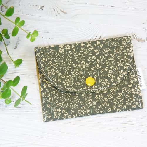 Pochette marguerite, porte-cartes à rabat, pochette pour lingettes démaquillantes lavables