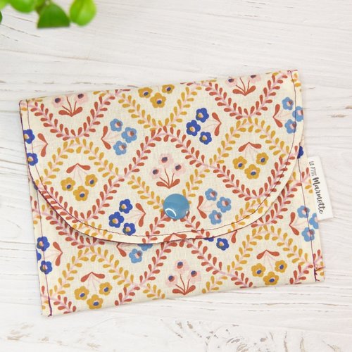 Pochette marguerite, porte-cartes à rabat, pochette pour lingettes démaquillantes lavables