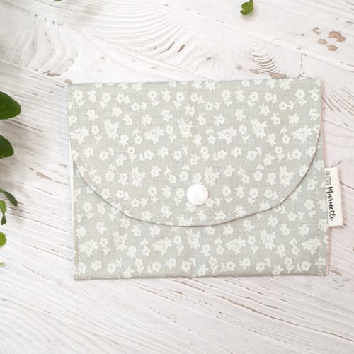 Pochette marguerite, porte-cartes à rabat, pochette pour lingettes démaquillantes lavables