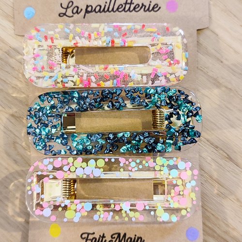 Trio de barrettes en résine - fait main