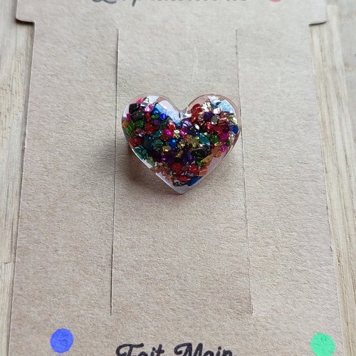 Broche pailletée en résine - fait main