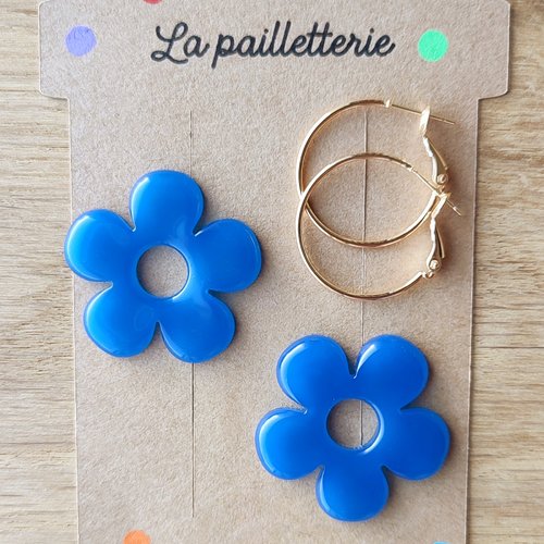 Boucles d'oreilles pampilles fleurs  en résine - fait main