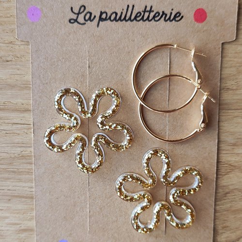 Boucles d'oreilles pampilles en résine - fait main
