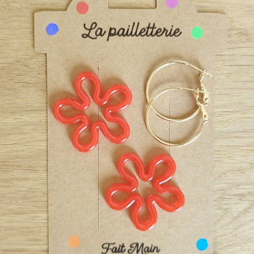 Boucles d'oreilles pampilles en résine pailettée - fait main