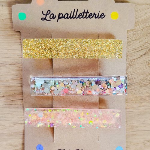 Trio de barrettes  en résine - fait main