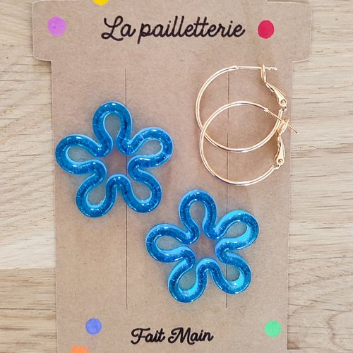 Boucles d'oreilles pampilles en résine - fait main