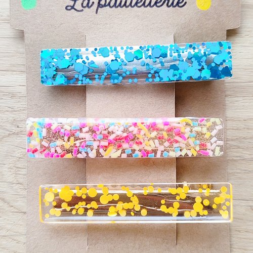 Trio de barrettes en résine - fait main