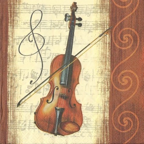 1 serviette en papier violon - musique - ref 27