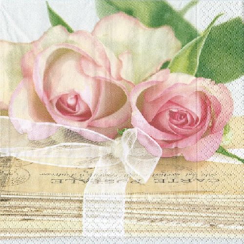 1 serviette en papier fleur - rose - ref 212