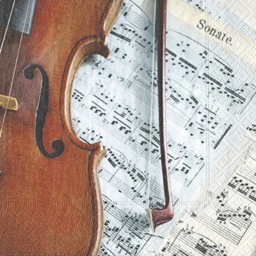 1 serviette en papier musique - violon - ref 216