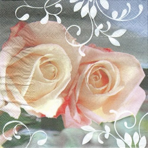 1 serviette en papier fleur - rose - ref 233
