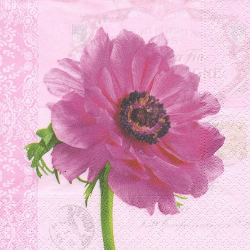 1 serviette en papier fleur - anemone - ref 261