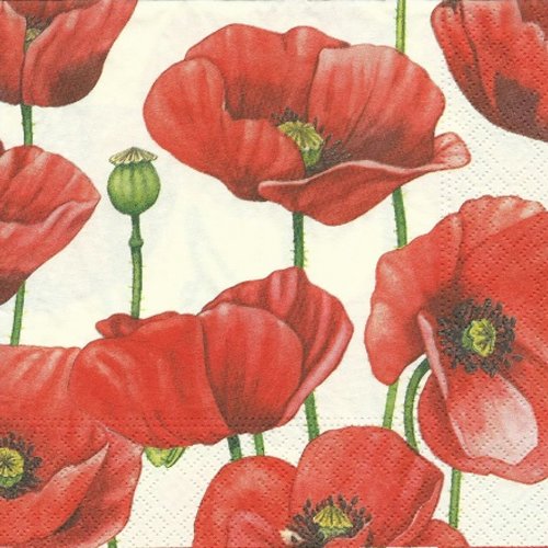 1 serviette en papier fleurs - coquelicots - ref 269
