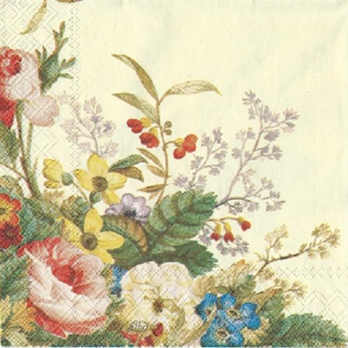 1 serviette en papier fleurs - roses - ref 276