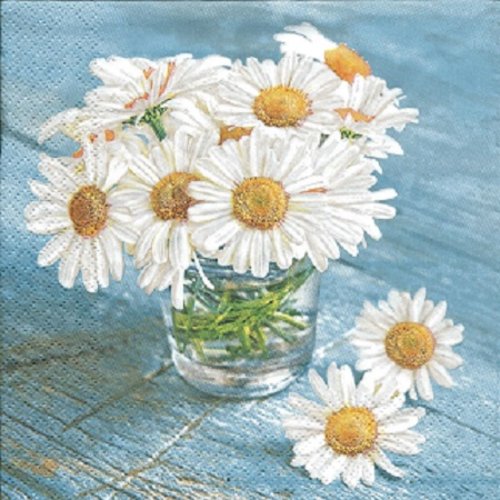 1 serviette en papier marguerite - fleurs - ref 301