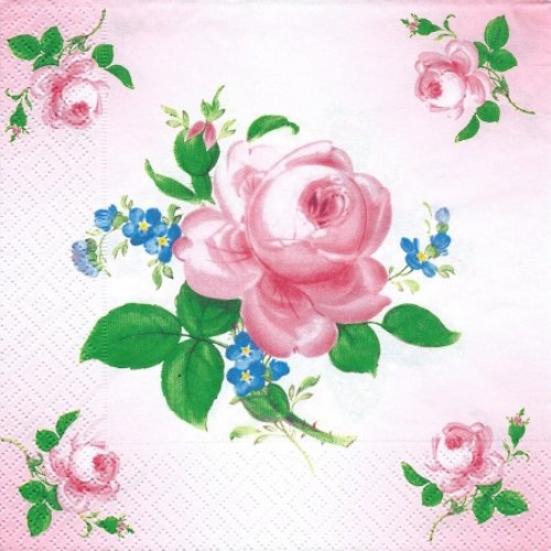 1 serviette en papier fleurs - roses - ref 328