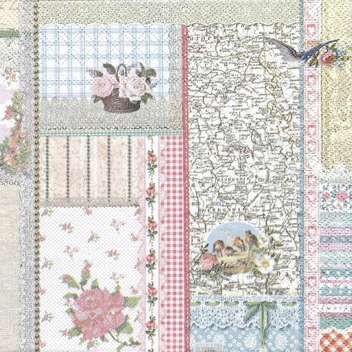 1 serviette en papier shabby - fleurs - ref 407