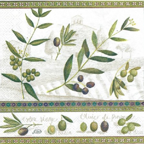 1 serviette en papier provence - olives - ref 413
